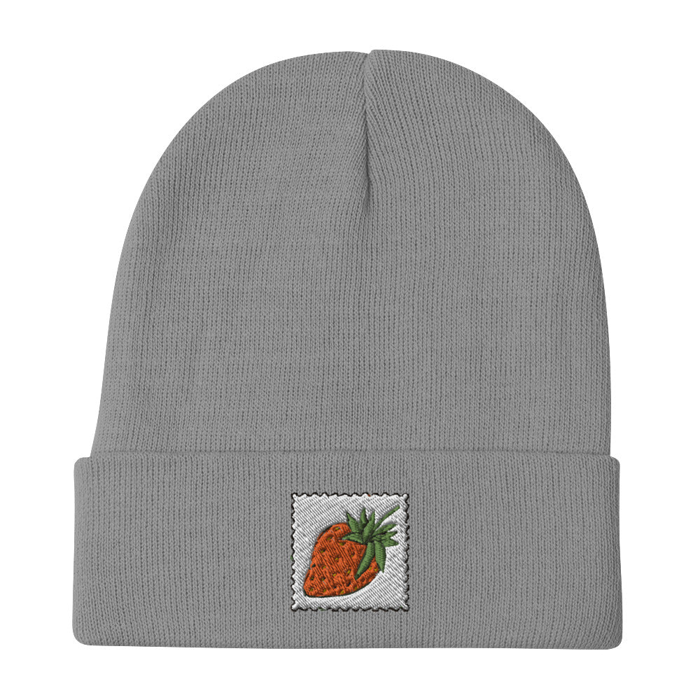 "Tab" Strawberries Embroidered Beanie